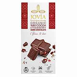 Jovia Organik Bitter Çikolata  Çilekli %80 Kakao  85g