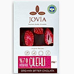 Jovia Organik Bitter Çikolata  Tane Çilekli %70 Kakao  85g