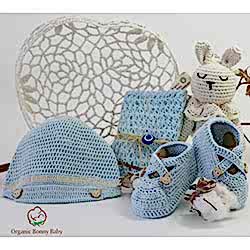 Organic Bonny Baby Organik El Yapımı Hediye Seti  Mavi 