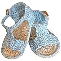 Organic Bonny Baby Organik El Yapımı Sandalet  0-6 Ay  Mavi 