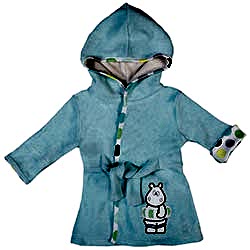 OrganicKid Organik Bornoz  Mavi  Hipopotam  3 Yaş 